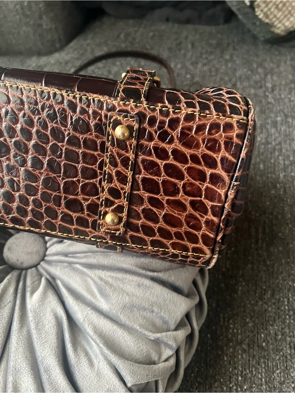 Dooney & Bourke Dark Brown Croc-Embossed Leather Satchel